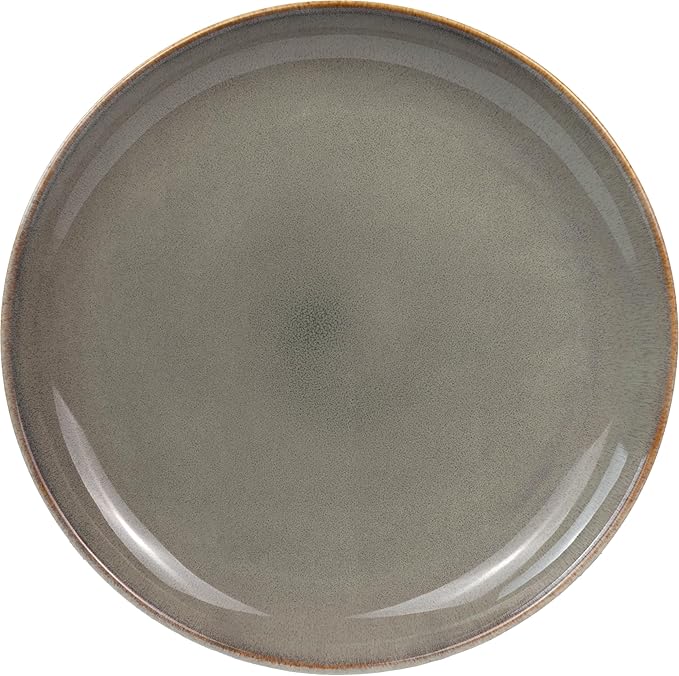 Sango 16-Piece Stoneware Dinnerware Set for 4, Glossy Cream/Green Plates and Bowls Sets with Reactive Glaze, Ceramic Dish Set, Modern Dishes for Everyday Use, Microwave & Dishwasher Safe, Resona Moss