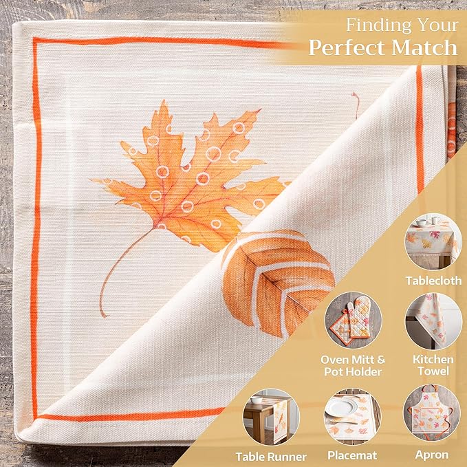 Maison d' Hermine Cloth Napkins Set of 4 100% Cotton for Thanksgiving Christmas Decorations Everyday Reusable Square Fall Napkins Cloth Washable Dinner Party (Colours of Autumn, 20"x20")