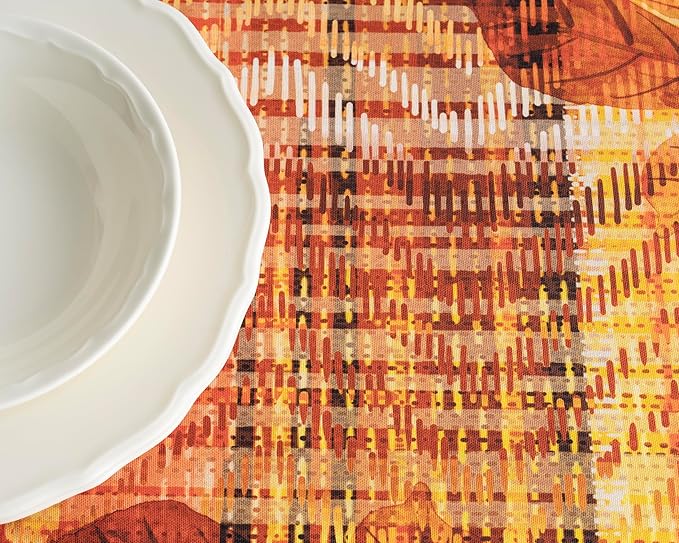 Maison d' Hermine Table Cloth Rectangle Table 100% Cotton 70 x 120 Inches Fall Tablecloth Reusable Everyday Use for Thanksgiving Christmas Decorations Dining Farmhouse Party (Thanksgiving Tartan)