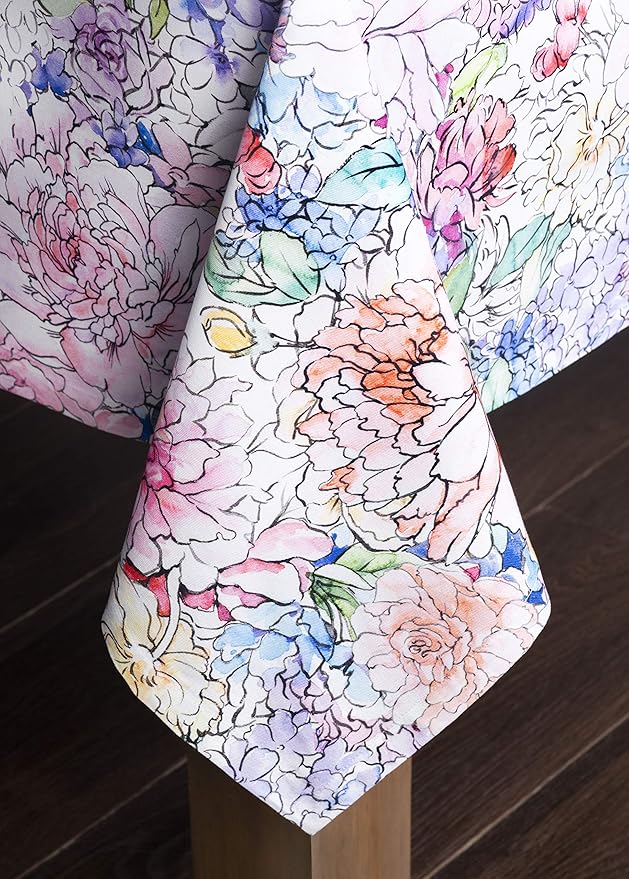 Maison d' Hermine Table Cloth Rectangle Table 100% Cotton 60 x 108 Inches Tablecloth Reusable Decorative for Dining Room Farmhouse Home Valentines Day Decorations Spring Summer - Floral Love