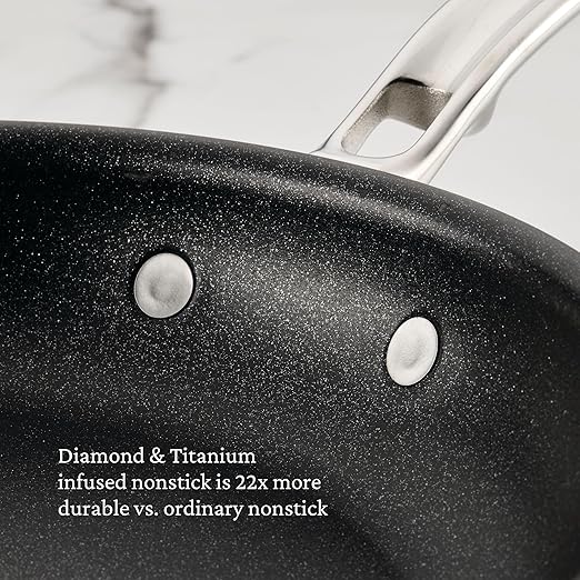 Hestan ProBond Luxe TITUM Nonstick Skillet, 11-Inch Professional Clad Stainless Steel, ProCore Tri-Ply Clad Construction, Polished Exterior, Induction & Oven Safe