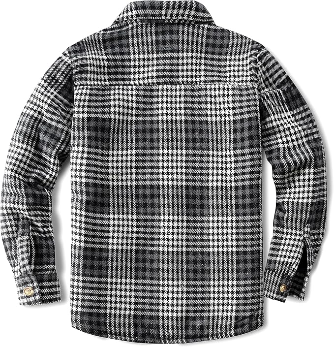 Men's Cotton Sherpa Lined Button Down Flannel Shirt Jacket Plaid Soft Outdoor Flannel Jacket Shirt