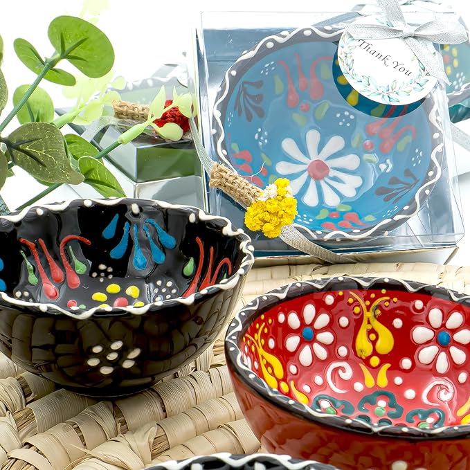 GiftupstoreCeramic Bowls Wedding Favors for Guests - Bridal Shower Gifts, Baby Shower Party Favors, Mexican Wedding Keepsakes, Unique Decorative Bowls, Party Gift Ideas, 3.14 Inches- 16 Set