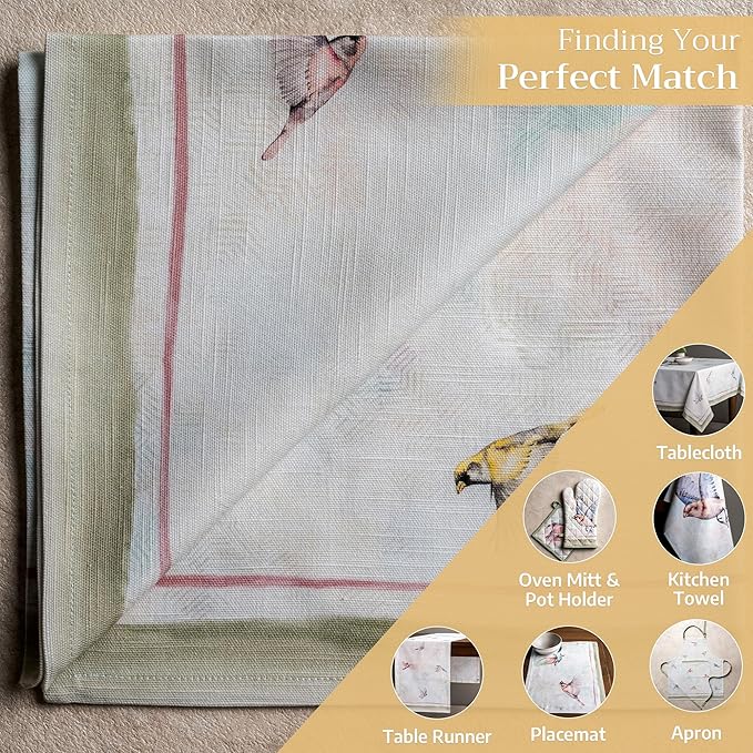 Maison d' Hermine Cloth Napkins Set of 4 100% Cotton Everyday Reusable Square Napkins Cloth Washable Dinner Party Wedding Restaurant Valentines Day Decorations Spring/Summer (Flying Birds, 20" x 20")