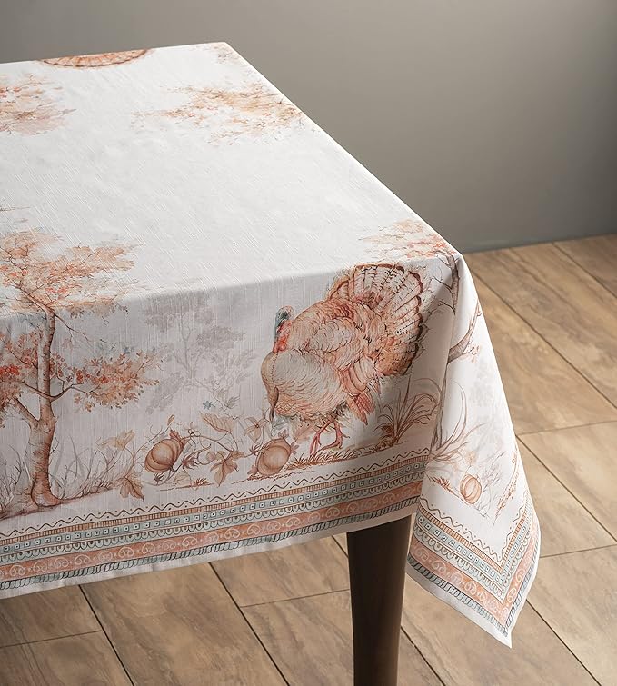 Maison d' Hermine Table Cloth Square Table 100% Cotton 54 x 54 Inches Fall Tablecloth Reusable Everyday Use for Thanksgiving Christmas Decorations Dining Farmhouse Party (Giving Thanks)