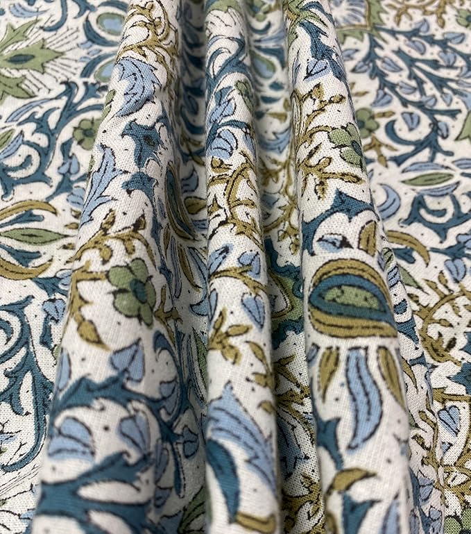 Ridhi Block Print Round Indigo Flower Reusable Tablecloth 100% Cotton 60" Inch Decorative Table Cover eveyday Dining, Home, Party, Wedding, Farmhouse Gift for Spring, Easter, Valentine