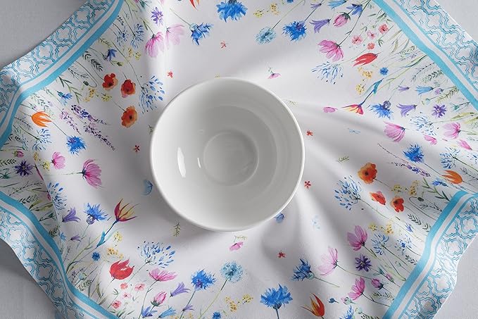 Maison d' Hermine Cloth Napkins Set of 4 100% Cotton Everyday Reusable Square Napkins Cloth Washable Dinner Wedding Restaurant Valentines Day Decorations Spring/Summer (Flower In The Field, 20" x 20")