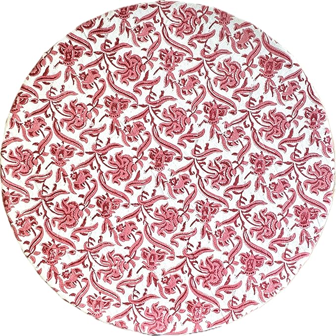 ATOSII Red Bloom 100% Cotton Round Tablecloth, Handblock Print Floral Table Cloth for Kitchen Dining Linen I Parties, Weddings, Outdoors, Easter, Thanksgiving I Fall Home Decor 72" Inches Round