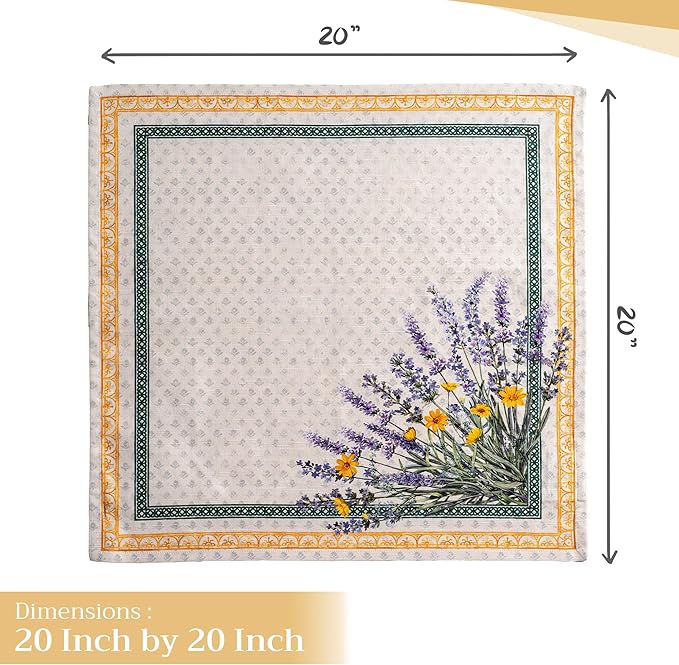 Maison d' Hermine Cloth Napkins Set of 4 100% Cotton Everyday Reusable Square Napkins Cloth Washable Dinner Party Wedding Restaurant Valentines Day Decorations Spring/Summer(Fanny Lavender, 20" x 20")