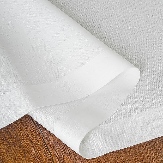 D'Moksha Homes Linen White Table Runner 120 Inches Long - 100% Pure Linen Dining Table Runner 14 x 120 Inch for Valentines, Spring, Easter - Machine Washable