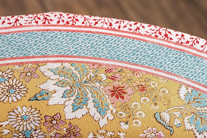 Maison d' Hermine Table Cloth Round Table 100% Cotton 63 Round Inches Tablecloth Reusable Decorative for Dining Room Farmhouse Home Valentines Day Decorations Spring Summer - Marquise