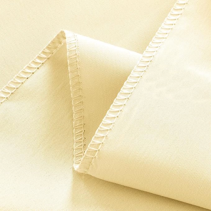 2-Pack Round 108-inch Beige Table Cloths, Solid Stain and Wrinkle Resistant Circular Tablecloth, Premium Plain Weave Polyester Fabric Table Linen Covers for Hotel, Banquet