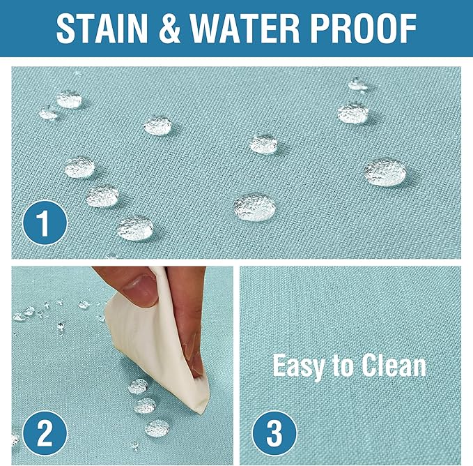 H.VERSAILTEX Linen Textured Table Cloths 54 x 80 Inch Premium Solid Tablecloth Spill-Proof Waterproof Table Cover for Dining Buffet Feature Extra Soft and Thick Fabric Wrinkle Free, Aqua