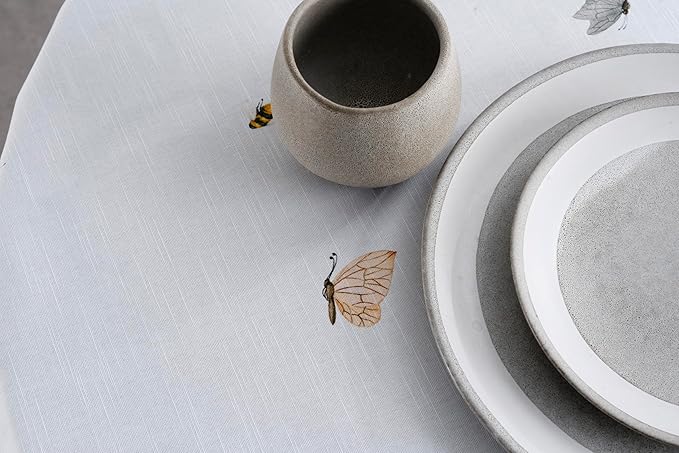 Maison d' Hermine Table Cloth Round Table 100% Cotton 69 Round Inches Tablecloth Reusable Decorative for Dining Room Farmhouse Home Valentines Day Decorations Spring Summer - Easter Dew