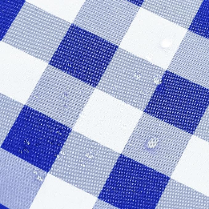 Hiasan Checkered Round Tablecloth 45 Inch - Waterproof Stain and Wrinkle Resistant Washable Fabric Table Cloth for Dining Room Party Outdoor Picnic, Royal Blue and White