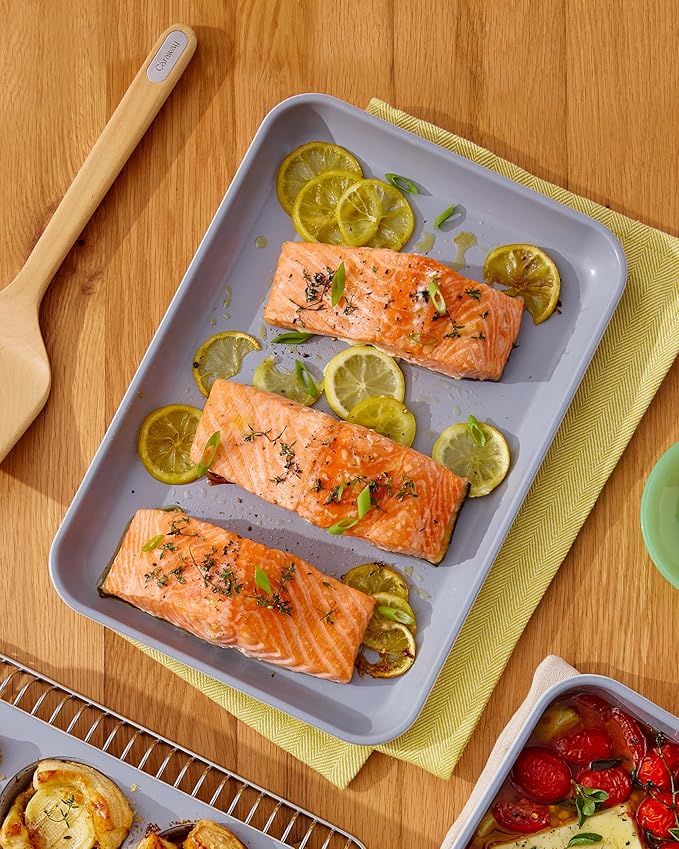 Caraway Nonstick Ceramic Small Baking Sheet (9x13”) – Non-Toxic, PTFE & PFOA Free – Oven Safe – Aluminized Steel Core – Mini Sheet Pan for Baking, Roasting & More - Cream