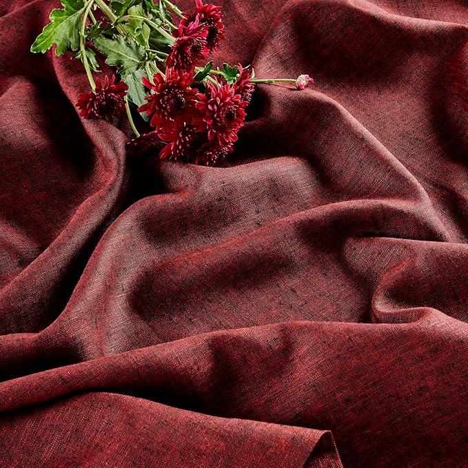Solino Home Square Linen Tablecloth 52 x 52 Inch - 100% Pure Linen Red Garnet Table Throw - Athena, Machine Washable Tablecloth for Winter, Valentines