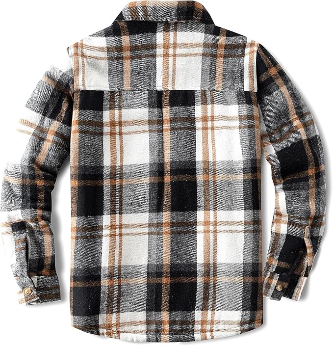 Men's Cotton Sherpa Lined Button Down Flannel Shirt Jacket Plaid Soft Outdoor Flannel Jacket Shirt