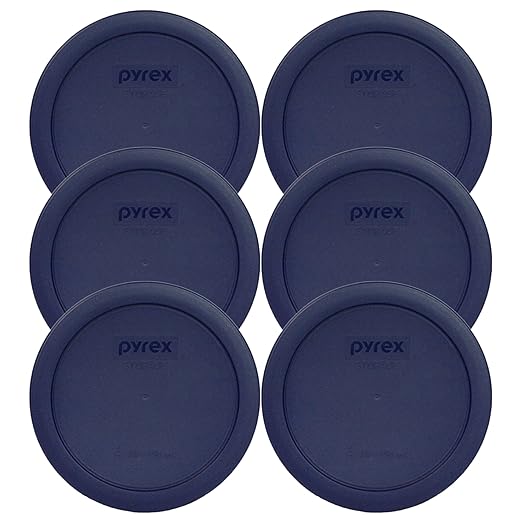 Pyrex 7201-PC 4-Cup Navy Blue Food Storage Replacement Lid (6-Pack) - Made in USA