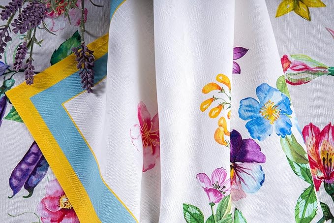 Maison d' Hermine Cloth Napkins Set of 4 100% Cotton Everyday Reusable Square Napkins Cloth Washable Dinner Party Wedding Restaurant Valentines Day Decorations Spring/Summer (Giverny, 20" x 20")