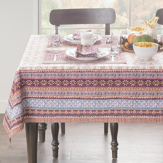 Maison d' Hermine Table Cloth Rectangle Table 100% Cotton 60 x 90 Inches Fall Tablecloth Reusable Everyday Use for Thanksgiving Christmas Decorations Dining Farmhouse Party (Fair Isle)