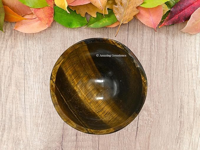 Tiger Eye Crystal Bowl - 2 Inch Decorative Bowls for Room and Home Decor - Gemstone Healing Crystals for Elegant Display, Positive Energy Balance and Gift