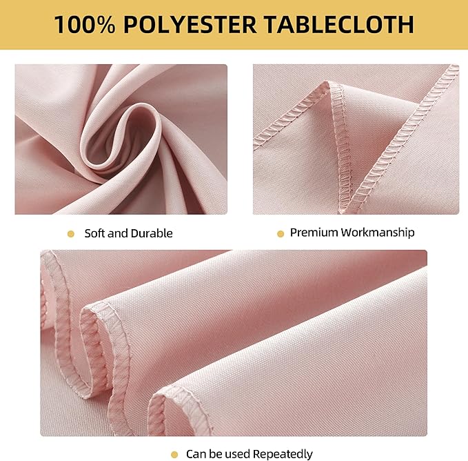 2-Pack 60x102 inch Dusty Pink Table Cloths, Solid Stain and Wrinkle Resistant Oblong Tablecloth, Premium Plain Weave Polyester Fabric Rectangle Table Linen Covers for Hotel, Wedding