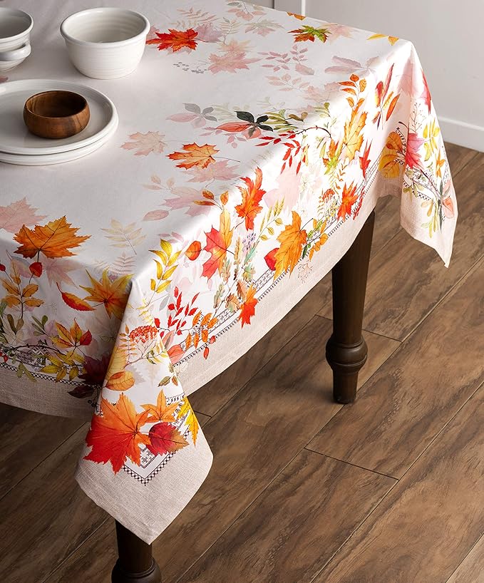 Maison d' Hermine Table Cloth Rectangle Table 100% Cotton 54 x 72 Inches Fall Tablecloth Reusable Everyday Use for Thanksgiving Christmas Decorations Dining Farmhouse Party (Amarante)