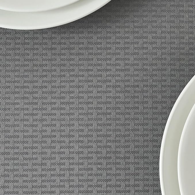 maxmill Weaved Texture Rectangle Tablecloth Water Resistant Wrinkle Free Spill-Proof, Soft Table Cloth for Dining Room Decoration, Banquet Parties Event Holiday Dinner, 60 x 84 Inch Charcoal Gray