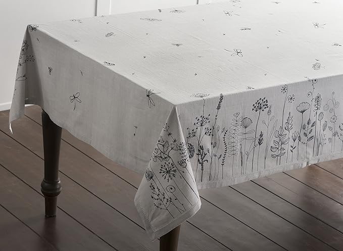Maison d' Hermine Table Cloth Rectangle Table 100% Cotton 54 x 72 Inches Tablecloth Reusable Decorative for Dining Room Farmhouse Home Valentines Day Decorations Spring Summer - Flore
