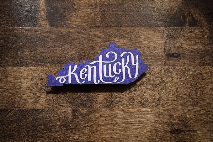 Kentucky Cutout Shape Magnet with Blue and White Kentucky Script