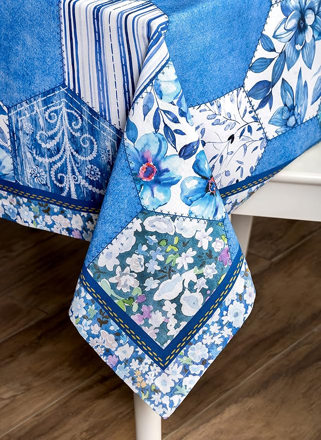 Maison d' Hermine Table Cloth Rectangle Table 100% Cotton 60 x 108 Inches Tablecloth Reusable Decorative for Dining Room Farmhouse Home Valentines Day Decorations Spring Summer - Summer Blues