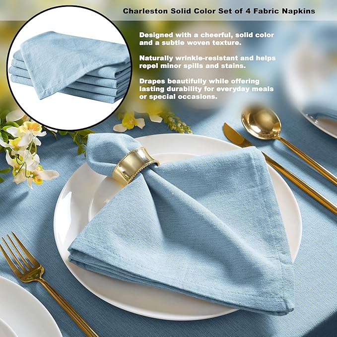 Spring & Easter Holiday Charleston Water Blue 60 x 120 inch Rectangle Fabric Tablecloth, Cotton Table Cover for Indoor Outdoor Dining, Machine Washable Solid Color Tablecloths for Everyday Use