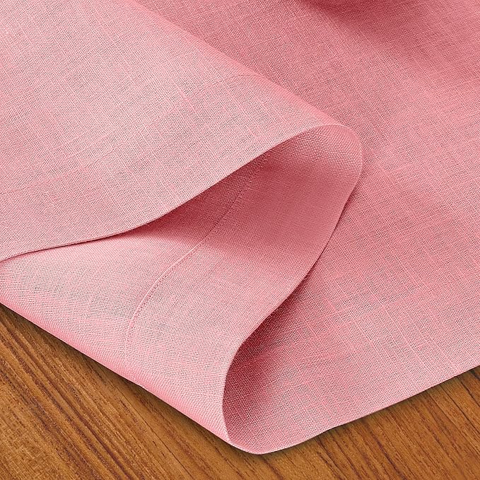 D'Moksha Homes Linen Dusty Pink Table Runner 120 Inches Long - 100% Pure Linen Dining Table Runner 14 x 120 Inch for Valentines, Spring, Easter - Machine Washable