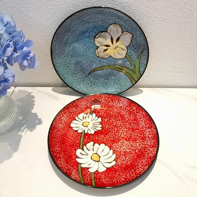 Ceramic Plates For Kitchen, 11 In - Plates Set of 4 - For Salad,Pizza,Bread, Sushi, Pasta,Appetizer, Serving etc - Dishwasher, Microwave, and Oven Safe - For Breakfast, Lunch and Dinner (11 Inch)