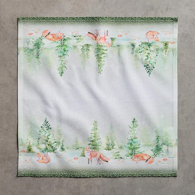 Maison d' Hermine Cloth Napkins Set of 4 100% Cotton for Thanksgiving Christmas Decorations Everyday Reusable Square Fall Napkins Cloth Washable Dinner Party (Winter Mornings, 20"x20")