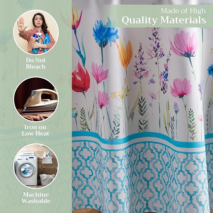 Maison d' Hermine Table Cloth Round Table 100% Cotton 69 Round Inches Tablecloth Reusable Decorative for Dining Room Farmhouse Home Valentines Day Decorations Spring Summer - Flower in The Field