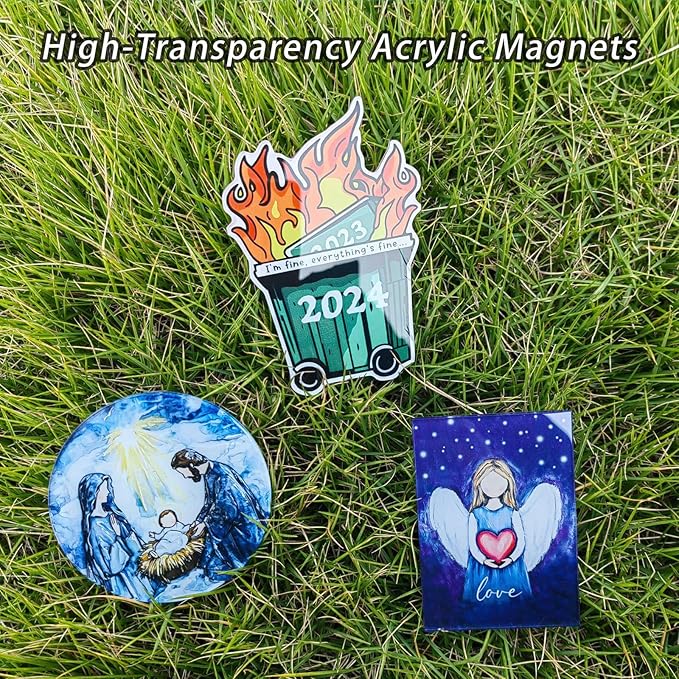 Christmas Nativity Scene Magnets, Religious, 3 Inch Round Acrylic Fridge Magnets