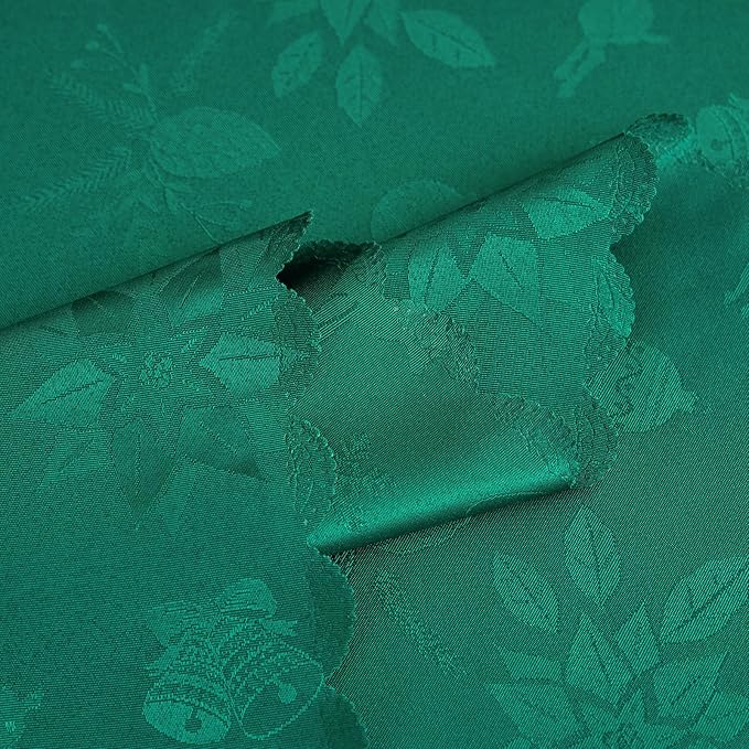 New Year Christmas Rectangle Tablecloth Blackish Green Jacquard Fabric Table Cloth Waterproof Washable Decorative Soft Table Cover for Kitchen Dining Holiday Party Decor (60X120 in)