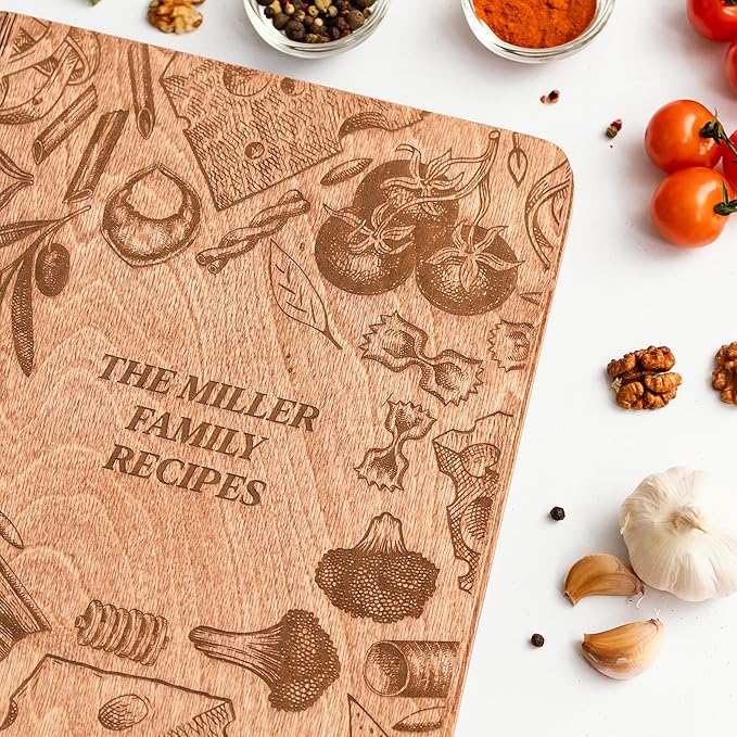 ENJOY THE WOOD Wooden Blank Recipe Book Binder - Personalized Recipe Notebook - Family Cookbook Journal Custom Sketchbook To Write In Organizer by Enjoy The Wood (Tuscan, Large (A4))