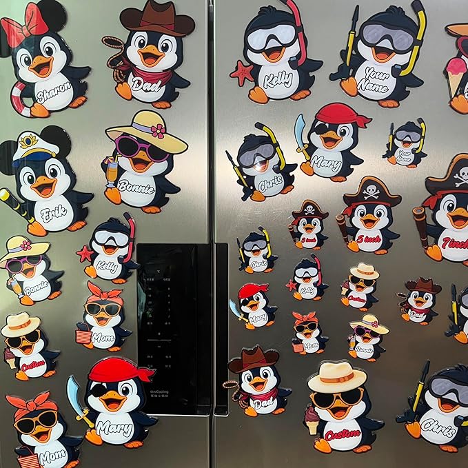 Custom Penguin Cruise Door Magnets Fun Penguin Cruise Door Decorations Penguin Magnets Stickers Decals Magnetic Reusable Cruiser Ship Magnet for Doors Car Fridge Refrigerator Birthday Kitchen Decor