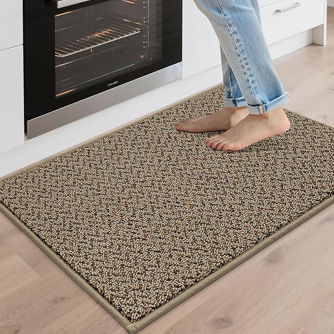 COSY HOMEER Kitchen Rugs 20"x32" Non-Slip Kitchen Mats for Floor Absorbent Stain Resistant Kitchen Floor Mat Machine Washable Rugs for Kitchen,Hallway,Sink,Taupe