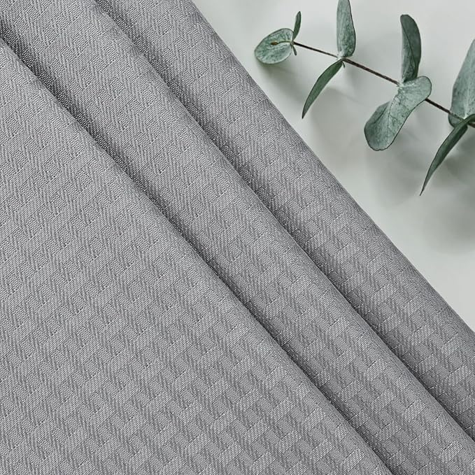 maxmill Round Weaved Texture Design Tablecloth Spill-Proof Wrinkle Free Soft Washable Table Cloth for Circular Table Cover, for Dining Room Buffet Banquet Parties Holiday Dinner, 90 Inch Light Grey