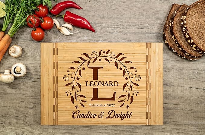 Personalized Wedding Gift Cutting Board for Couples, Custom Engraved Walnut, Cherry or Bamboo Wood Charcuterie Board, Anniversary & Housewarming, Real Estate Closing, Engagement & Bridal Shower Gift