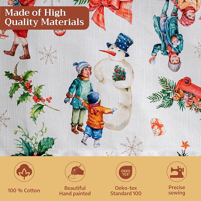 Maison d' Hermine Table Cloth Square Table 100% Cotton 54 x 54 Inches Fall Tablecloth Reusable Everyday Use for Thanksgiving Christmas Decorations Dining Farmhouse Party (Chromo)