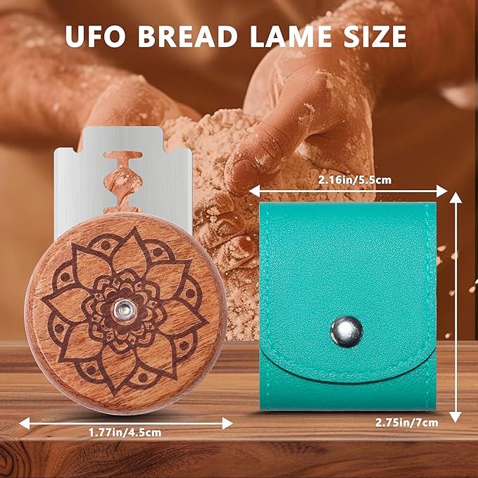 UFO Bread Lame Cutter for Homemade Sourdough,Bread Scorer Tool for Sourdough with 5 Blades and Case,Slashing Tool Bread Cutting Knife for Artisan Bread and Baguette Makers,Lotus-teal