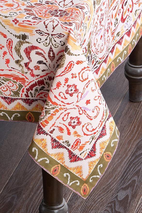 Maison d' Hermine Table Cloth Rectangle Table 100% Cotton 70 x 108 Inches Fall Tablecloth Reusable Everyday Use for Thanksgiving Christmas Decorations Dining Farmhouse Party (Damask)