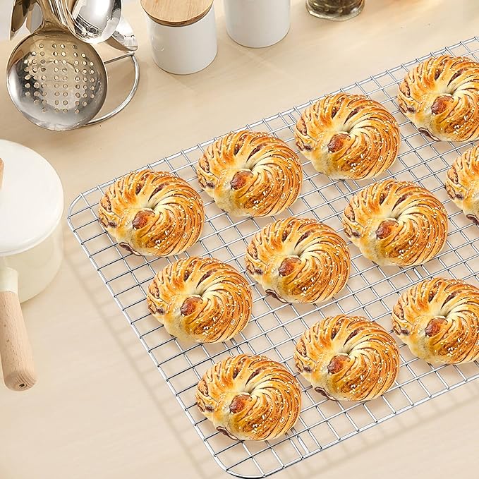 TeamFar Cooling Rack Set of 2, Stainless Steel 16.5’’ x 11.5’’ Baking Rack for Oven Cooking Roasting Grilling, Wire Rack for Cooling Cookies, Fits Half Sheet Pan, Healthy & Heavy Duty, Dishwasher Safe
