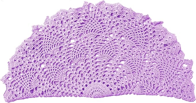 BIBITIME Lace Tablecloth Doily Handmade Crochet Placemat Women Vase Mat Kitchen Table Runner (2PCS- 18 in to 20 in, Light Purple)