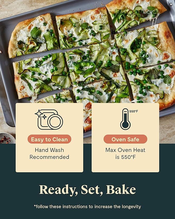 Caraway Nonstick Ceramic Bakeware Set (5 Pieces) - Baking Sheets, Assorted Baking Pans & Storage - Aluminized Steel Body - Non Toxic, PTFE & PFOA Free - Gray
